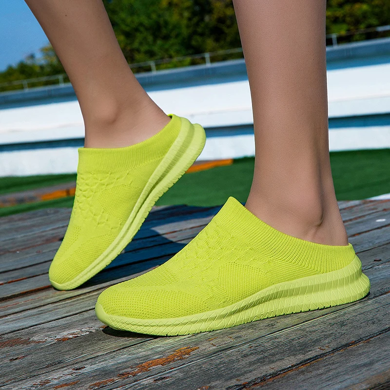 

Fashionable Women's Casual Slippers Breathable Mesh Sports Shoes Upgraded Version Flat Heel round Toe Quick Delivery EVA Outsole