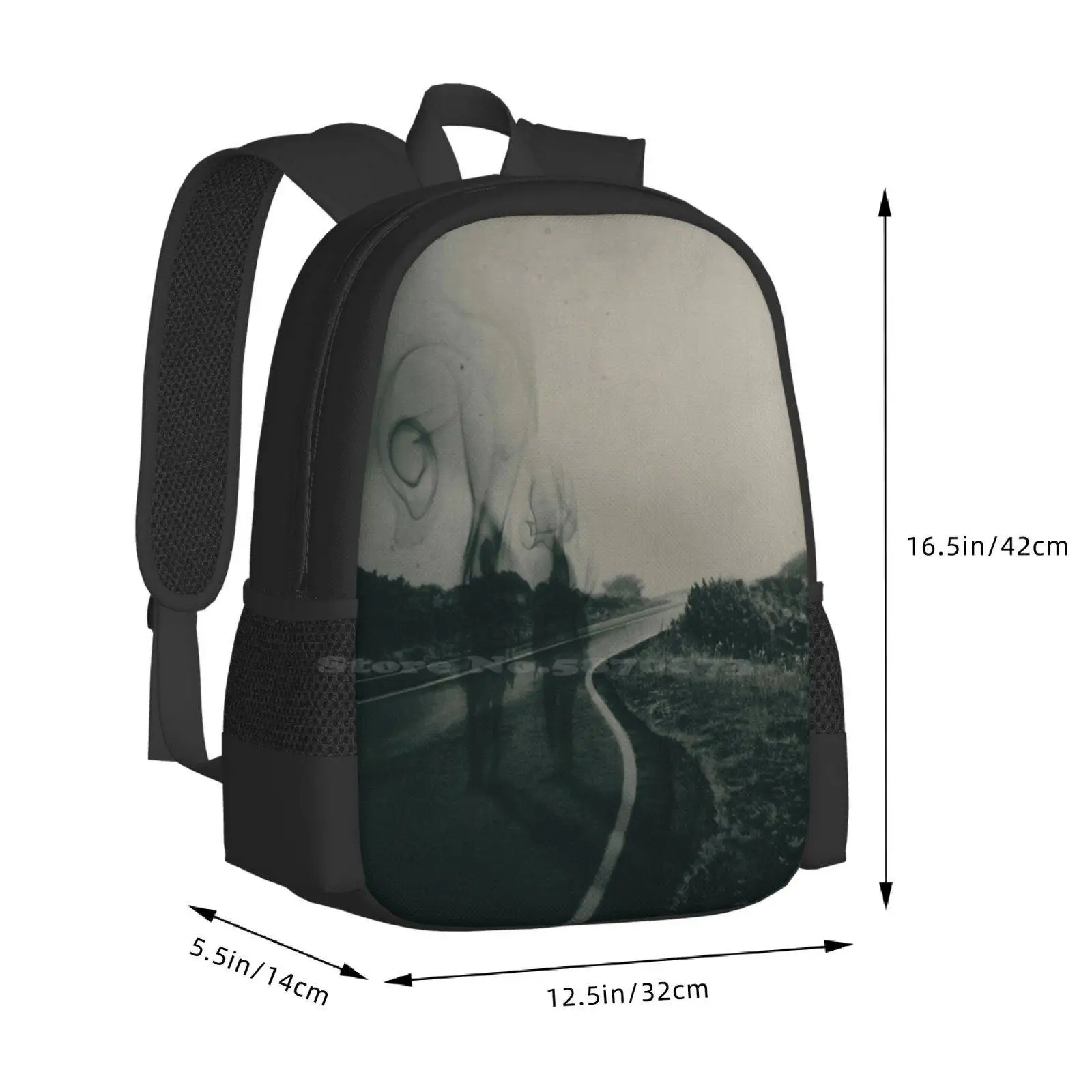 Self And Nature , Releasing My Worries Ii Hot Sale Backpack Fashion Bags Haunting Dark Gothic Nature Sky Road Journey Landscape