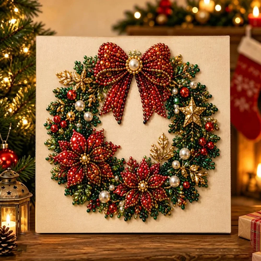 DIY Perlenkunst-Malset Weihnachtsmann-Rahmen Weihnachts-Wanddekoration Handgemachtes Perlenkunst-Bastelset für Erwachsene Weihnachtsgeschenk – Detail 9