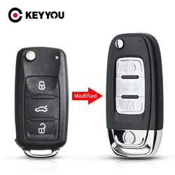 KEYYOU 3-przyciskowy kluczyk samochodowy Zmodyfikowane etui na kluczyk do VW VOLKSWAGEN Caddy Golf Jetta Beetle MK6 Polo Tiguan 5K 0837202   202AD