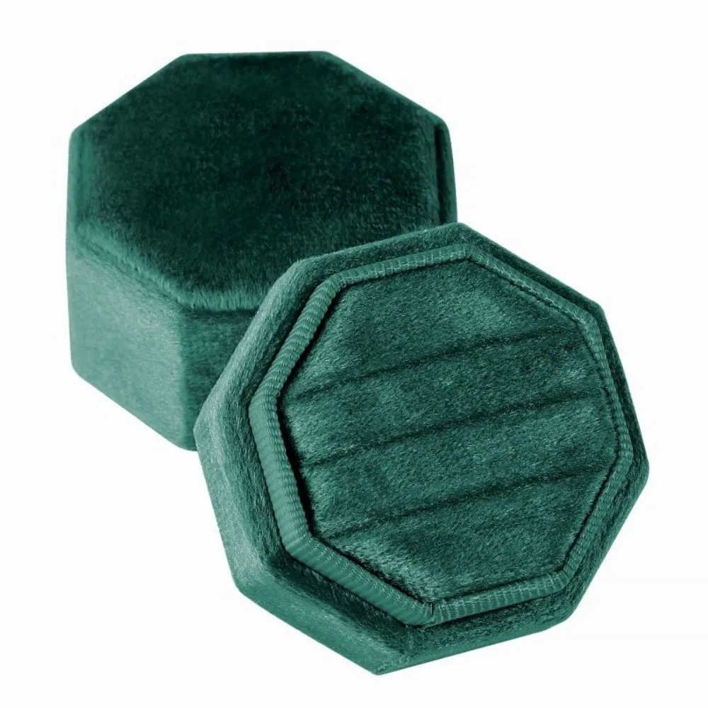 Elegante porta anelli a tre slot Custodia per gioielli in flanella di San Valentino antipolvere Scatola portaoggetti morbida per anelli di fidanzamento regalo per fidanzata