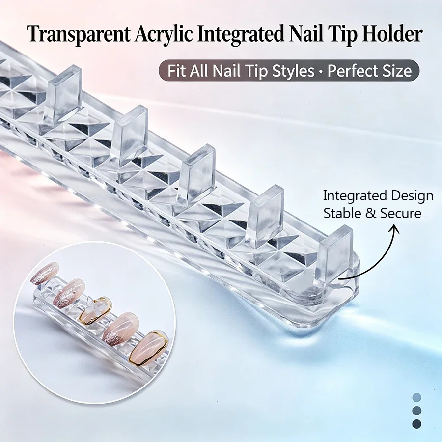 Integrated Nail Tip Holder, No‑Magnet Nail Art Practice Base Stand, False Nail Tips Showing Tool for Salon & DIY Manicure