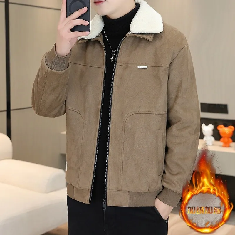 

Мужское зимнее пальто Jaet Thiened Fce на подкладке, облегающее шерстяное пальто, универсальное молодежное длинное пальто со стойкой из полиэфирного волокна...