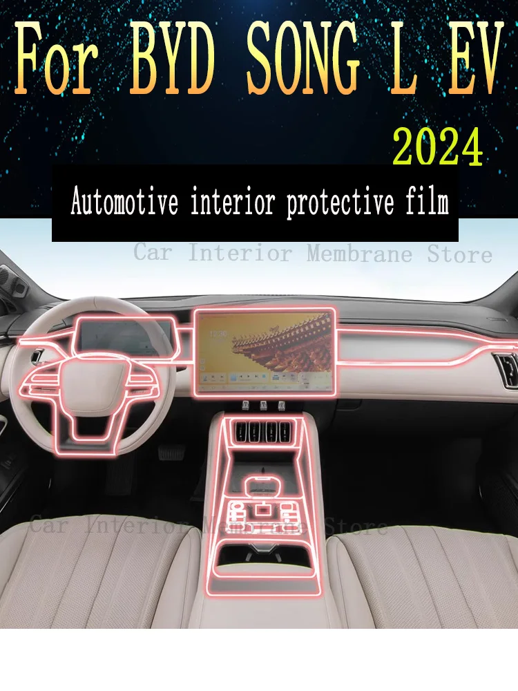 

For BYD SONG L EV 2024 Gearbox Panel Navigation Screen Automotive Interior TPU Protective Film Cover Anti-Scratch