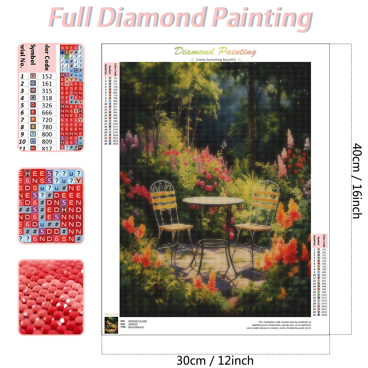 RUOPOTY Art DIY 5D Diamond Painting Diamond Mosaic Garden Diamond Painting Embroidery Hand-inlaid Rhinestone Home Decoration