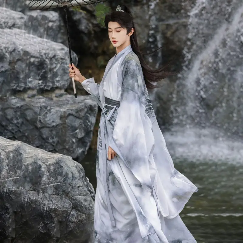 Hanfu Fuyao Wei Jin Style Couple Immortal Xia Ink Dragon Printed Ancient Costume Chinese Style Spring/Summer Set