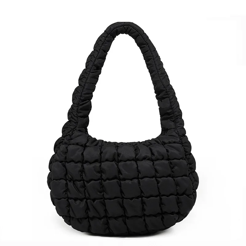 New Brand Bubble Soft Nylon Handbag Women Trendy Shoulder Bag Fashion Top Handle Purses Large#483002