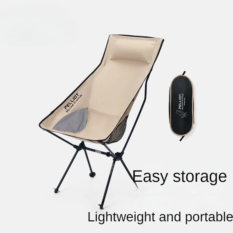 Outdoor Portable Folding Chair Camping Lunch Break Leisure Backrest Aluminum Alloy Beach Chair Moon Reclining Chair