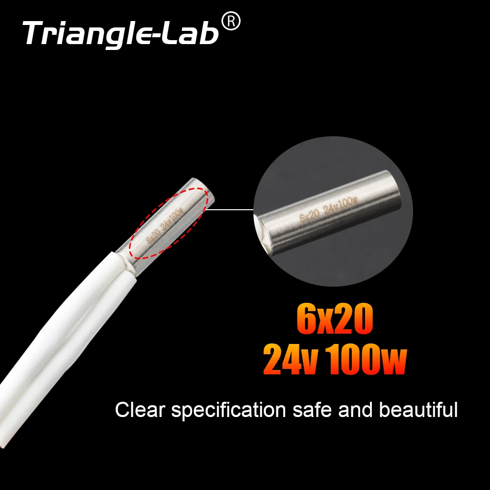 Printer 3D Trianglelab Pemanas Cepat 6*20MM 100W 24V Super Heater Cartridge Untuk Printer 3D Untuk PT100 Dragon HOTEND Volcano MK8 MK9
