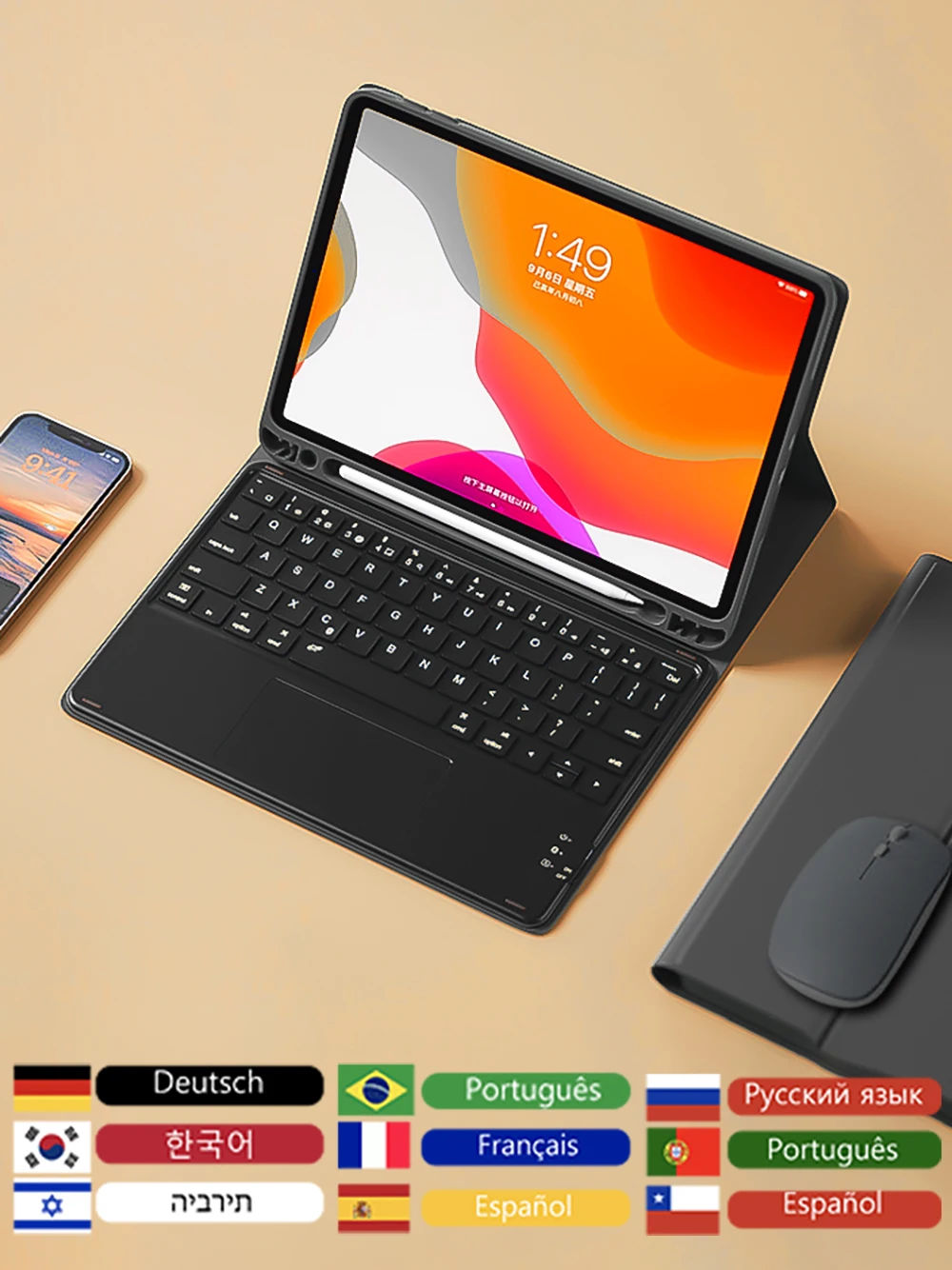 

Чехол с сенсорной панелью и клавиатурой, мышь для iPad 10/9/8/7, чехол Mini A17 Pro 6/5/4/3/2/1, беспроводной чехол для планшета iPad Pro Air 13 11 5 4 3