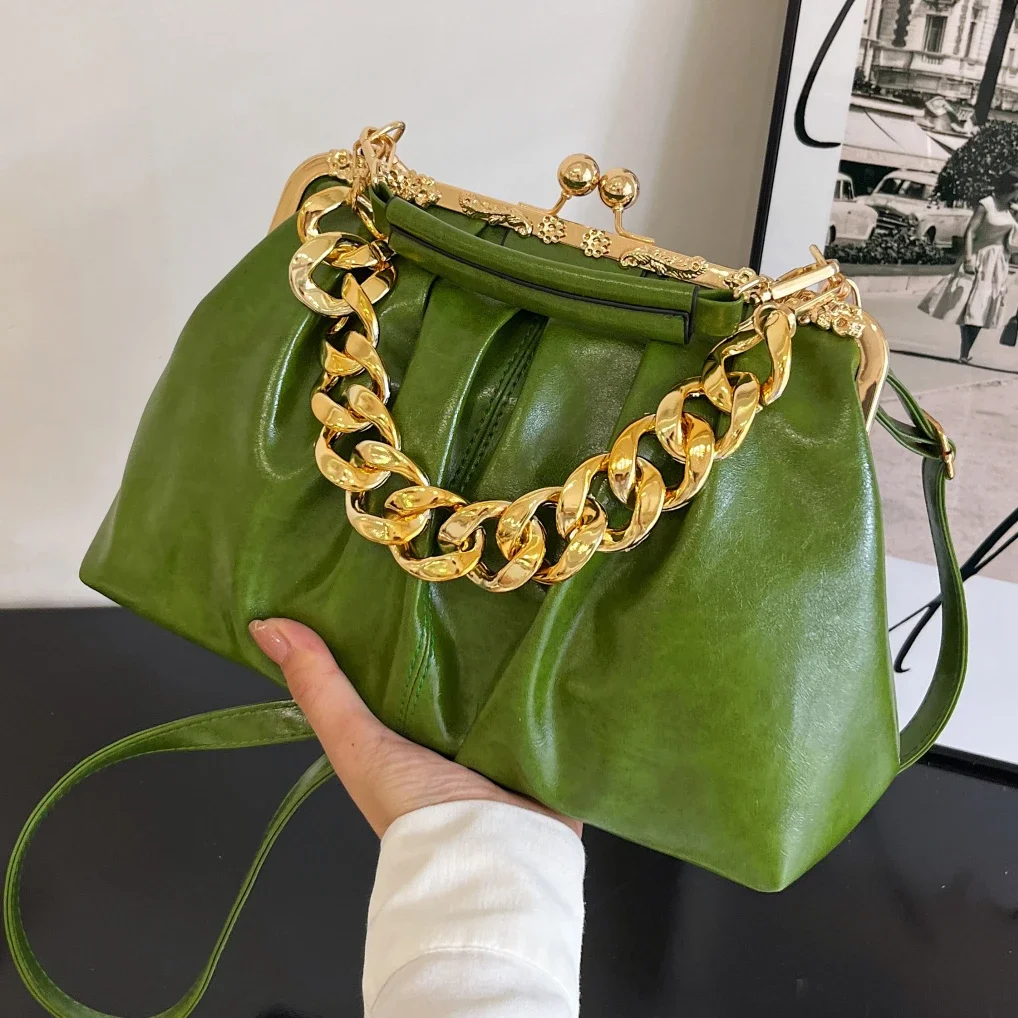 New Fashion Shoulder Bags Women Small Chain Crossbody Bags Kiss Lock Handbags Designed Brand Women Clip Messenger Bags Sac Bolsa