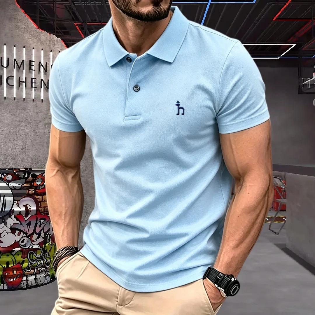100% pure cotton high-end brand men's short sleeved polo shirt summer fashion dog exquisite embroidery golf top casual T-shirt ﻿