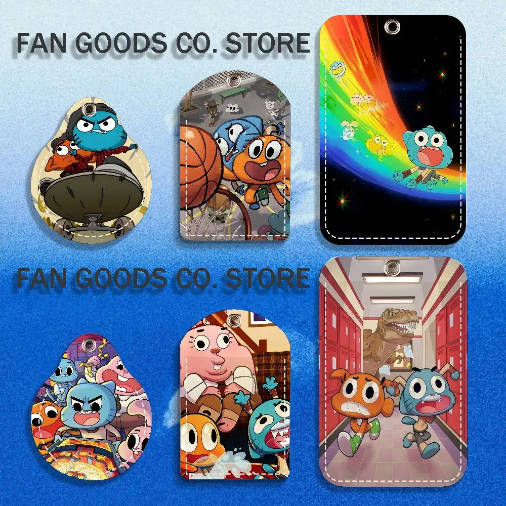 

G-Gumballs And D-Darwins PU Leather Card Holder Keychain Key Ring Door Lock Access Tag ID Access Card Air Tag Case Keychain Card