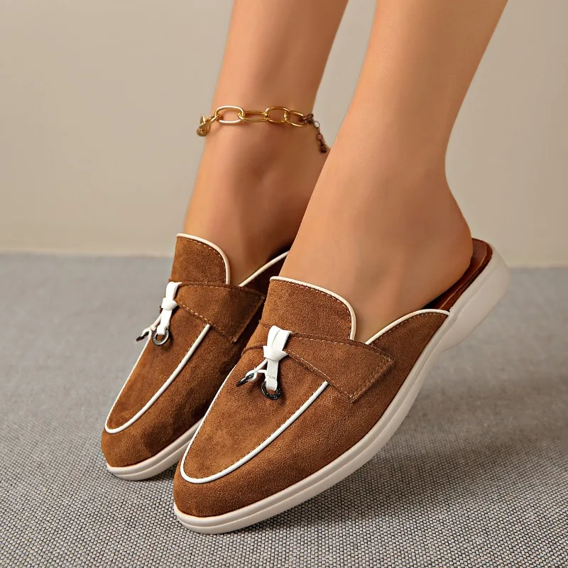 Mocasines de Mujer para las Cuatro Estaciones, con Diseño de Esparto y Borlas, Antideslizantes, con Suela Plana, para Oficina, Trabajo, Uso Diario, Caminar