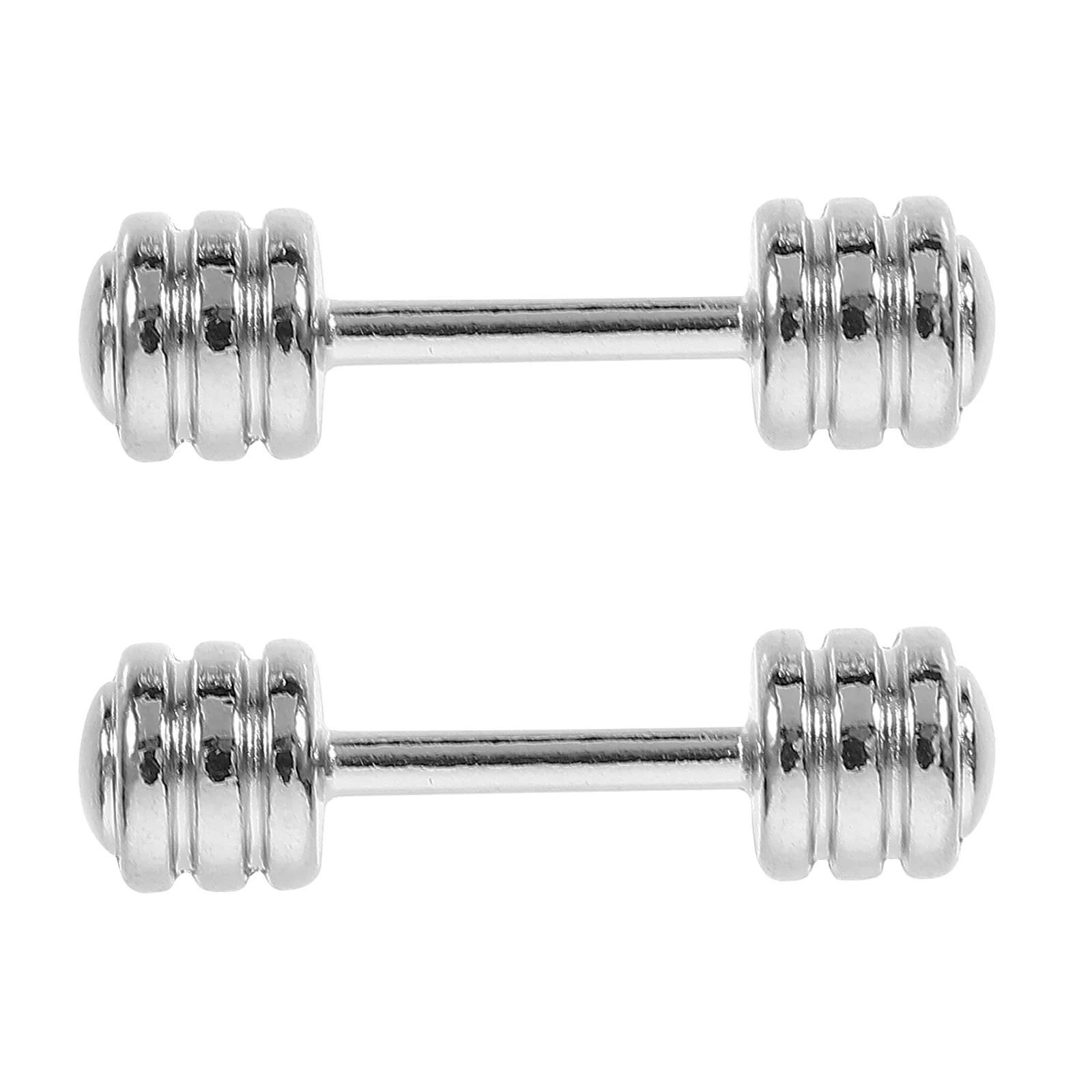 

2 Pcs Dumbells Dollhouse Fitness Accessories Mini Barbell Miniature Sports Equipment Decor Silver Simulation