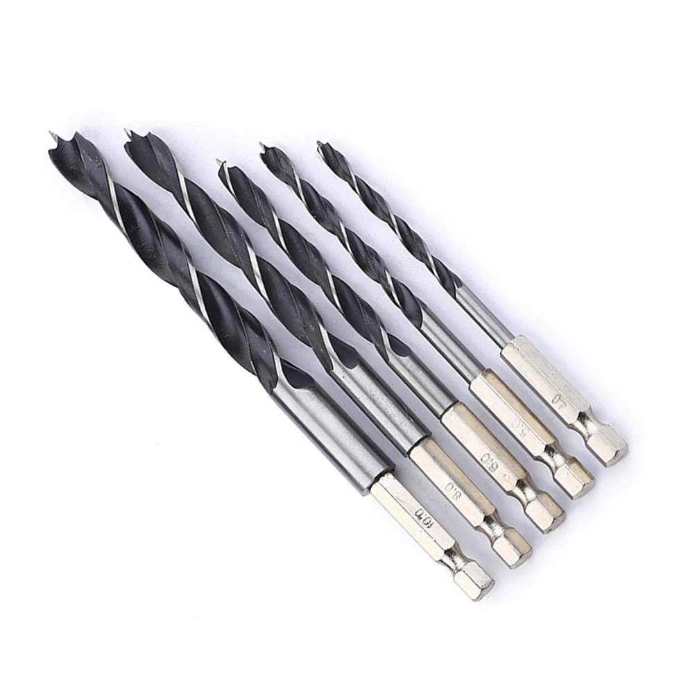 Set di punte da trapano da 5 pezzi Set da 1/4 di pollice per flauto a spirale resistente Punto diviso Trapano per lavorazione del legno in acciaio ad alta velocità per metallo inossidabile