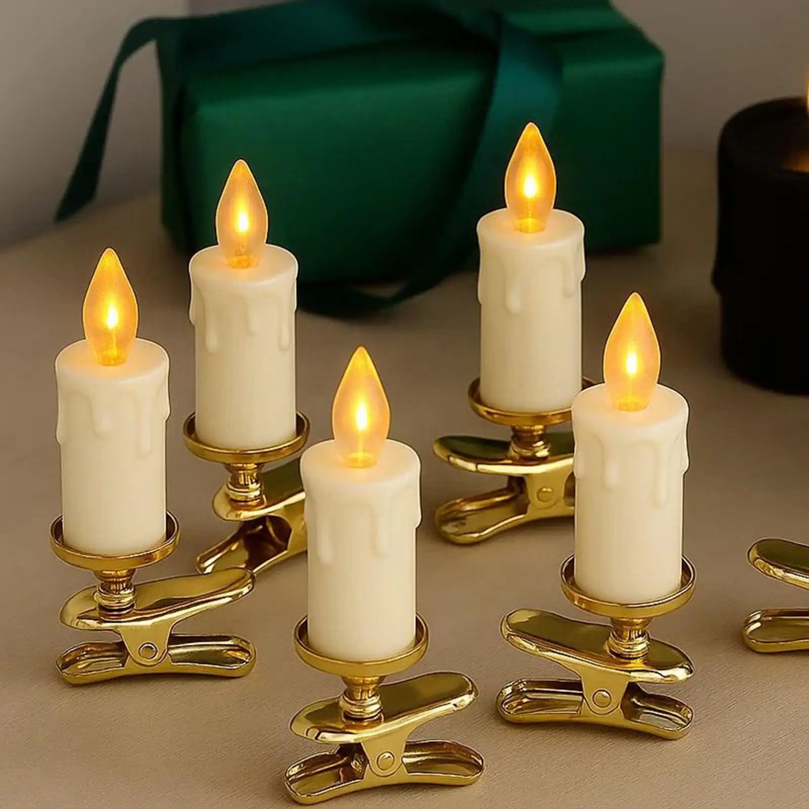 LED Flameless Candles Clip-On Flameless Candle Anti-Drip 클립 촛불 조명 거실 홈 웨딩 파티 가든 축제