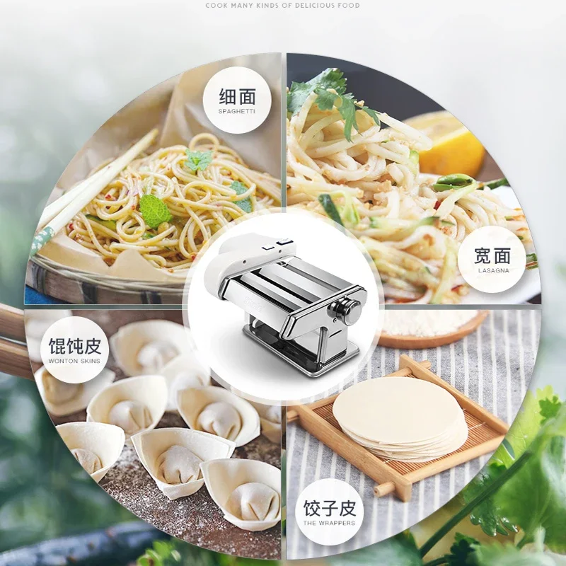 FirmHome StorePressing Flour Machine Home Electric Noodle Automatic Pasta Machine Stainless Steel Noodle Cutting Dumpling Skin M