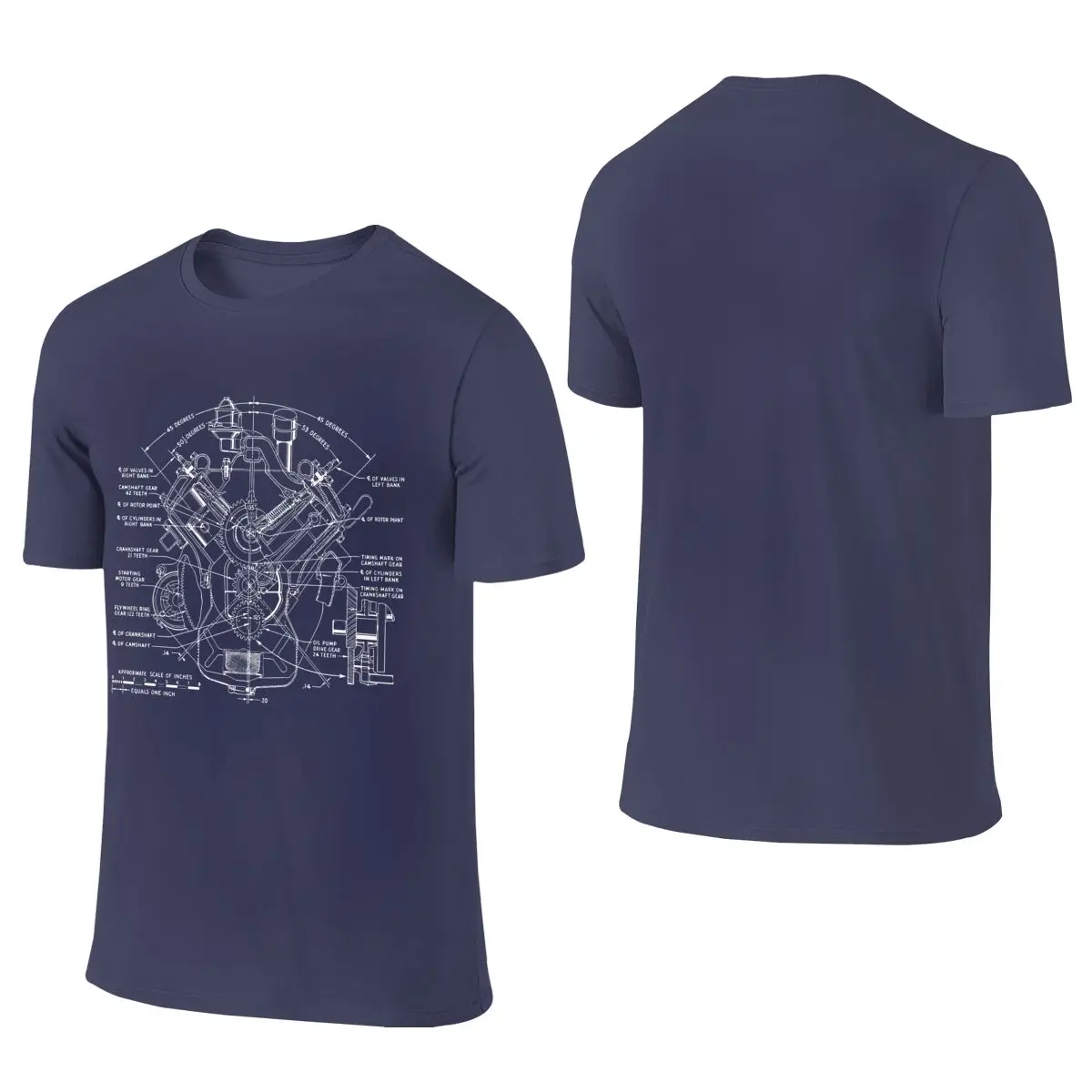 Vintage V8 Drawing Loose Reversible T-shirt High-End Minimalism   T-shirt