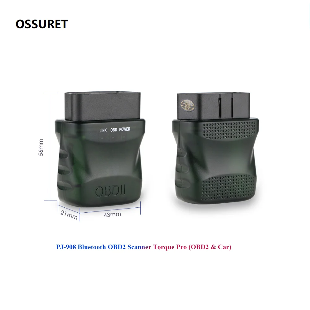 OSSURET Brand Store Car Monitor PJ-908 Bluetooth OBD2 Scanner Torque Pro for Stereo Navigation Autoradio Head Unit Audio Video