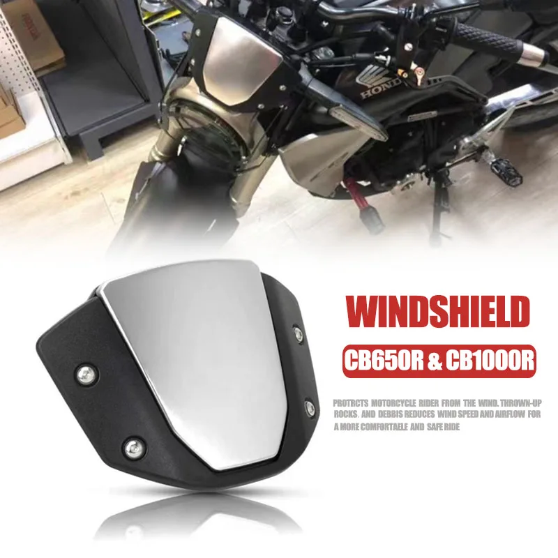 

Motorcycle Windshield For HONDA CB650R CB1000R CB 650 1000 R Accessories Windscreen Fairing ABS Wind Shield Deflector 2018-2025