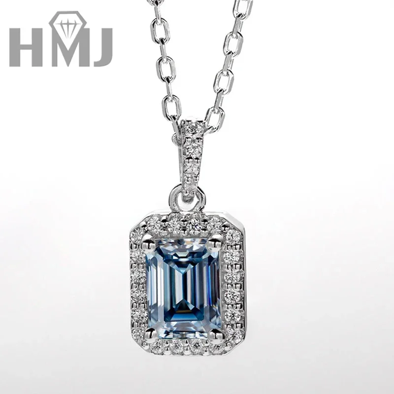 

HMJ 1 Carat Round Brilliant Cut Moissanite Pendant Necklace Silver 925 Moissanite Plated 18k White Gold Gemstone Necklace