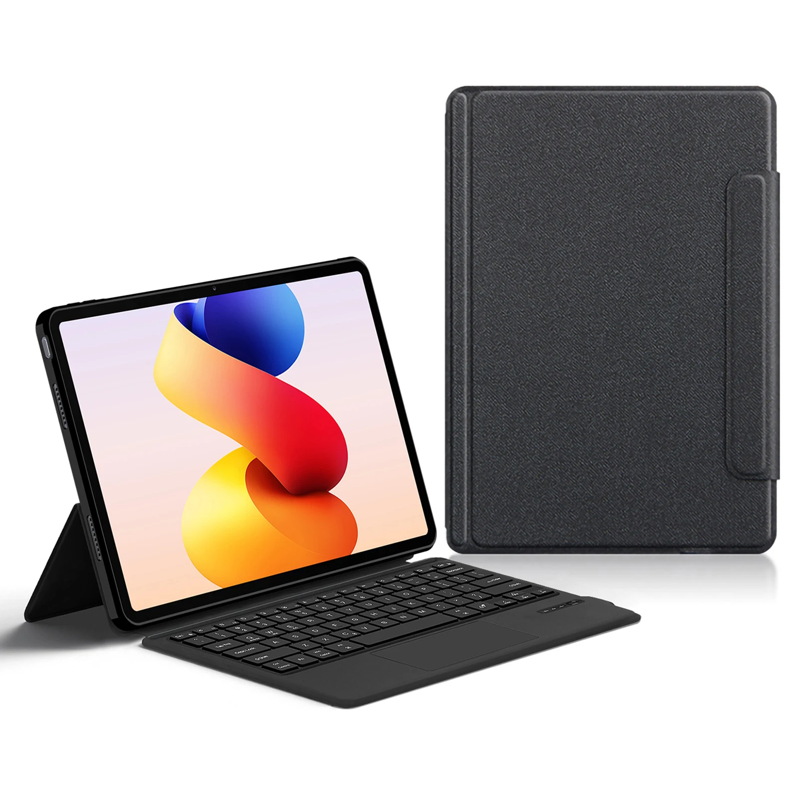 

For Xiaomi Redmi Pad 2 Pro Leather Case + Touchpad Bluetooth-Compatible Keyboard with Backlit