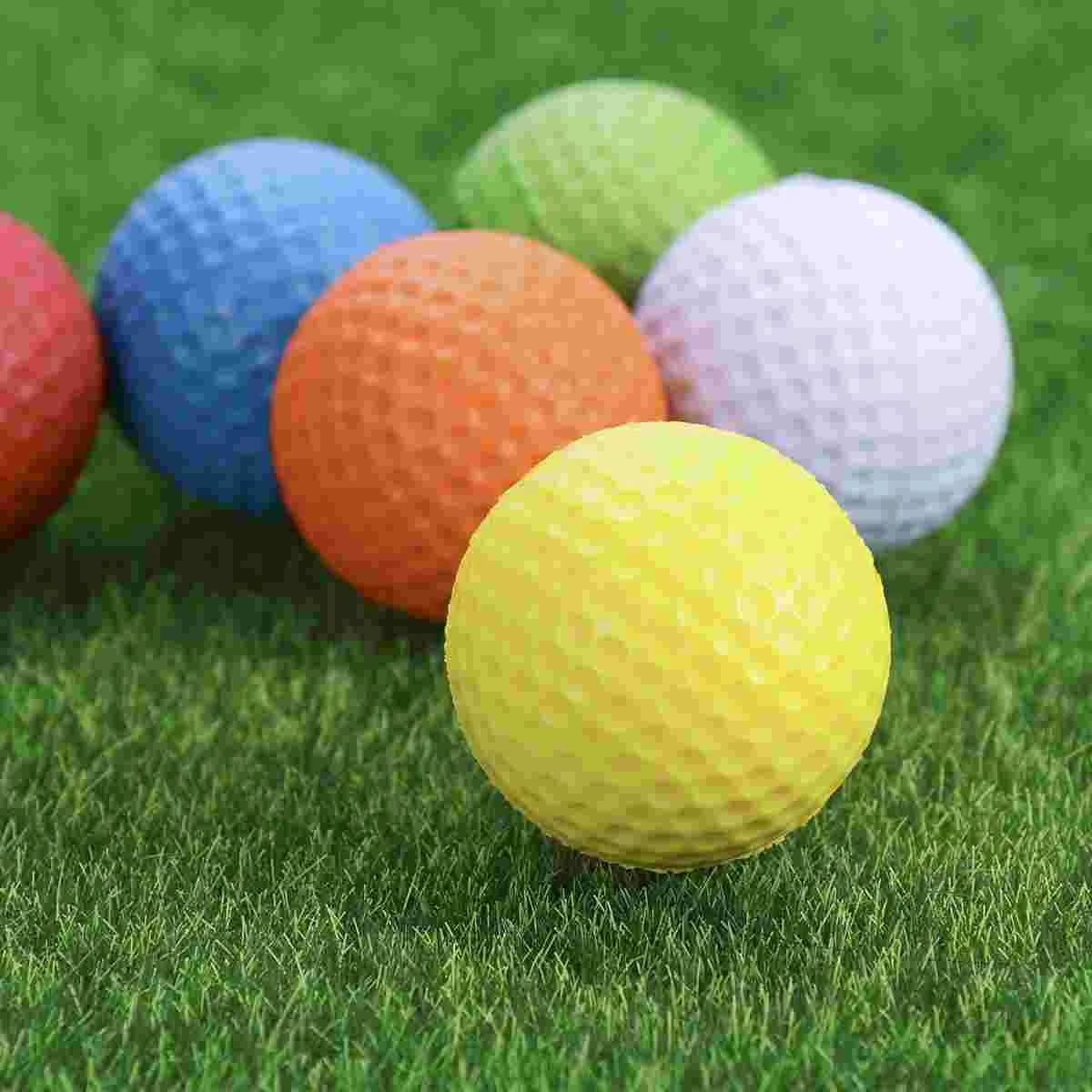 6pcs Flexible Practice Balls PU Golfballs Training Ball (White + Yellow + Blue + Orange + Green)