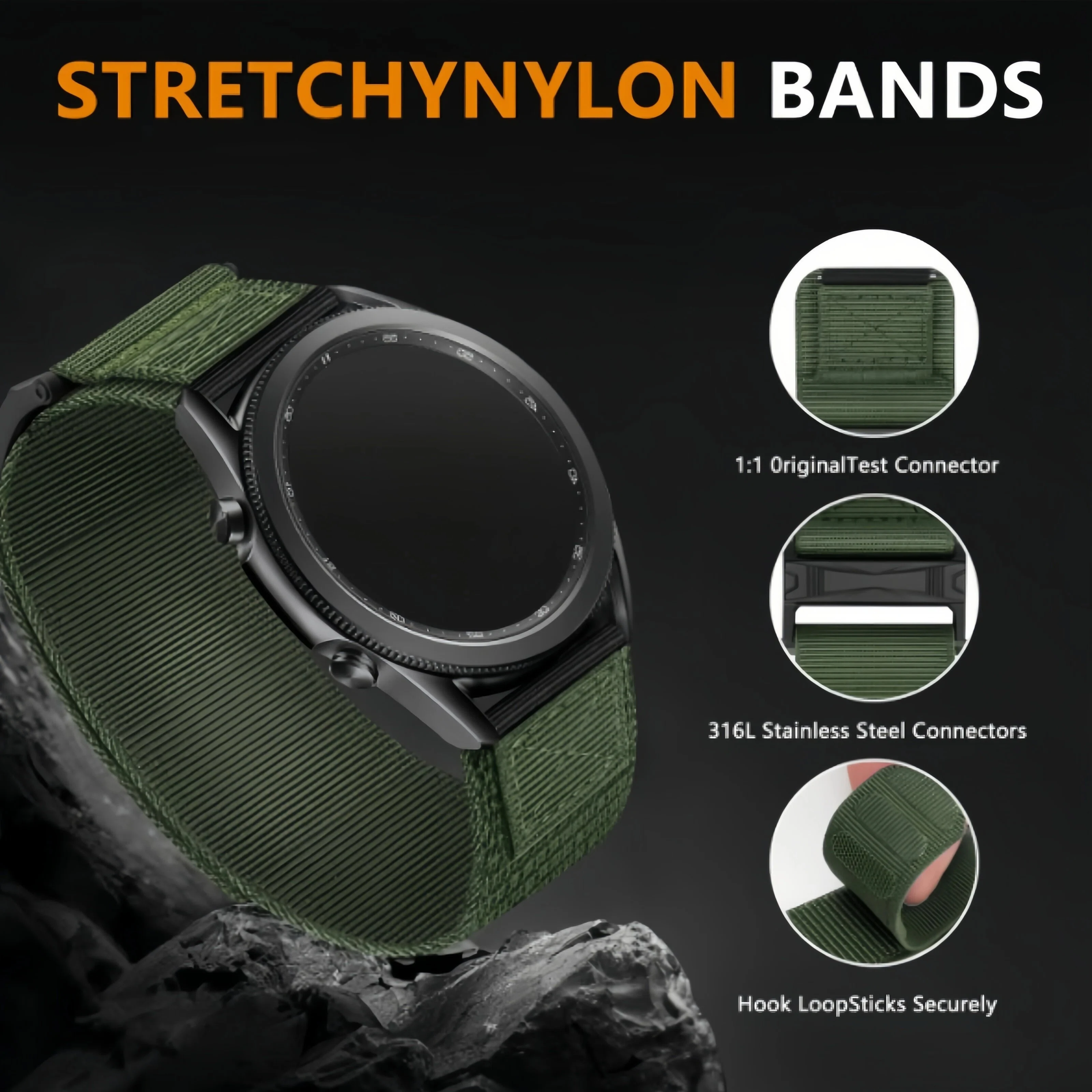 47 mm nylon horlogeband voor Samsung Galaxy Watch 8 40 mm / 44 mm / 46 mm speciale nylon lusbanden armband correa