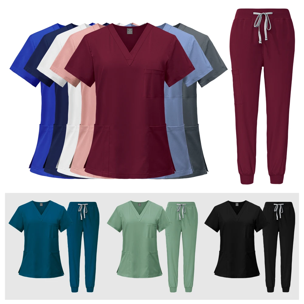 Enfermeiras acessórios feminino médico esfrega conjuntos uniformes hospitalares vestidos cirúrgicos salão de beleza dental cic workwear roupas ternos