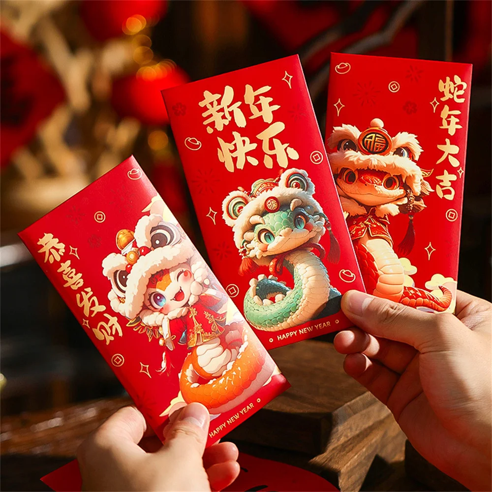 5/6Pcs Snake Year Red Envelope Money Packet Chinese New Year Lucky Money Red Packets 2025 Spring Festival Hong Bao for Children