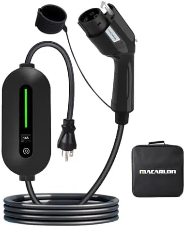 

Зарядное устройство для электромобилей уровня 1 и 2, 16А, кабель 7,6 м, вилки NEMA 6-20 и 5-15, J1772 для всех электромобилей, для домашнего и уличного использования