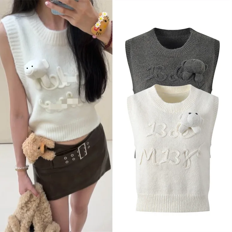 

Faionable ort Svel вязаный жилет кукольный дизайн с мультяшным принтом антивозрастной женский модный топ на осень-зиму