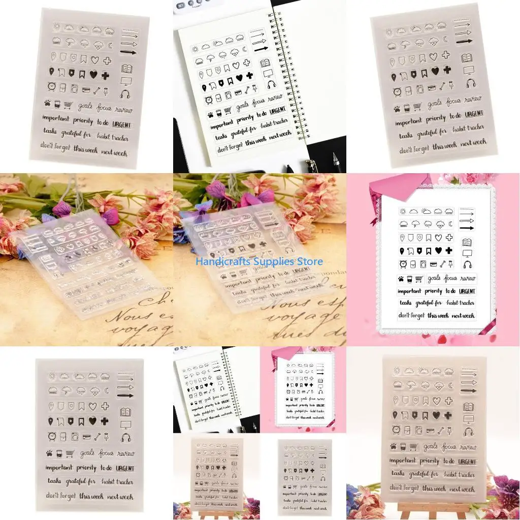 R1WA Weather Silicone Stamp Time Words Clear Stamp for Card Making Photo Decorations