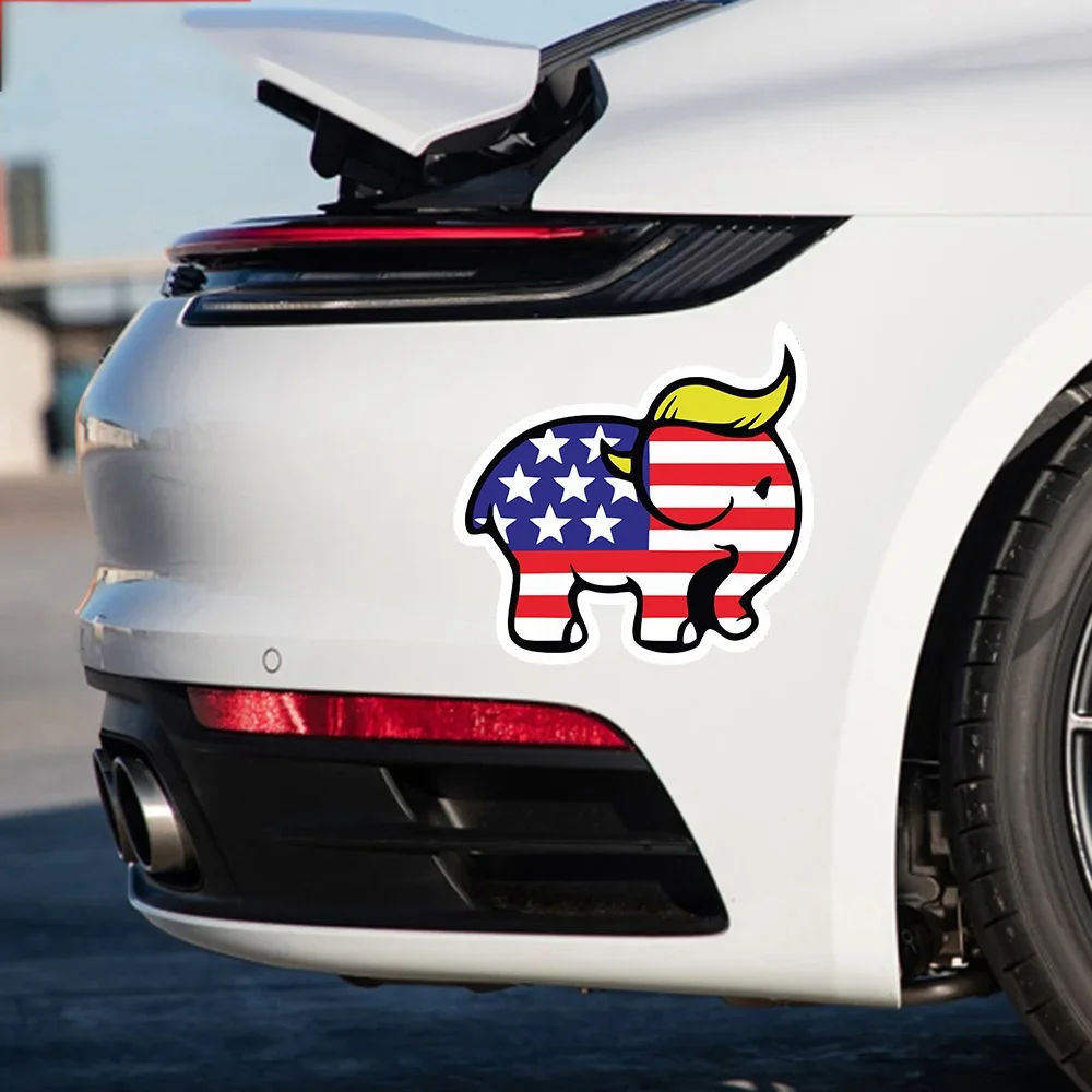 Trump The Elephant Creative Car Stickers for Auto Window Rear Windshield Bumper Durable Decals Motorcycle Helmet Sticker