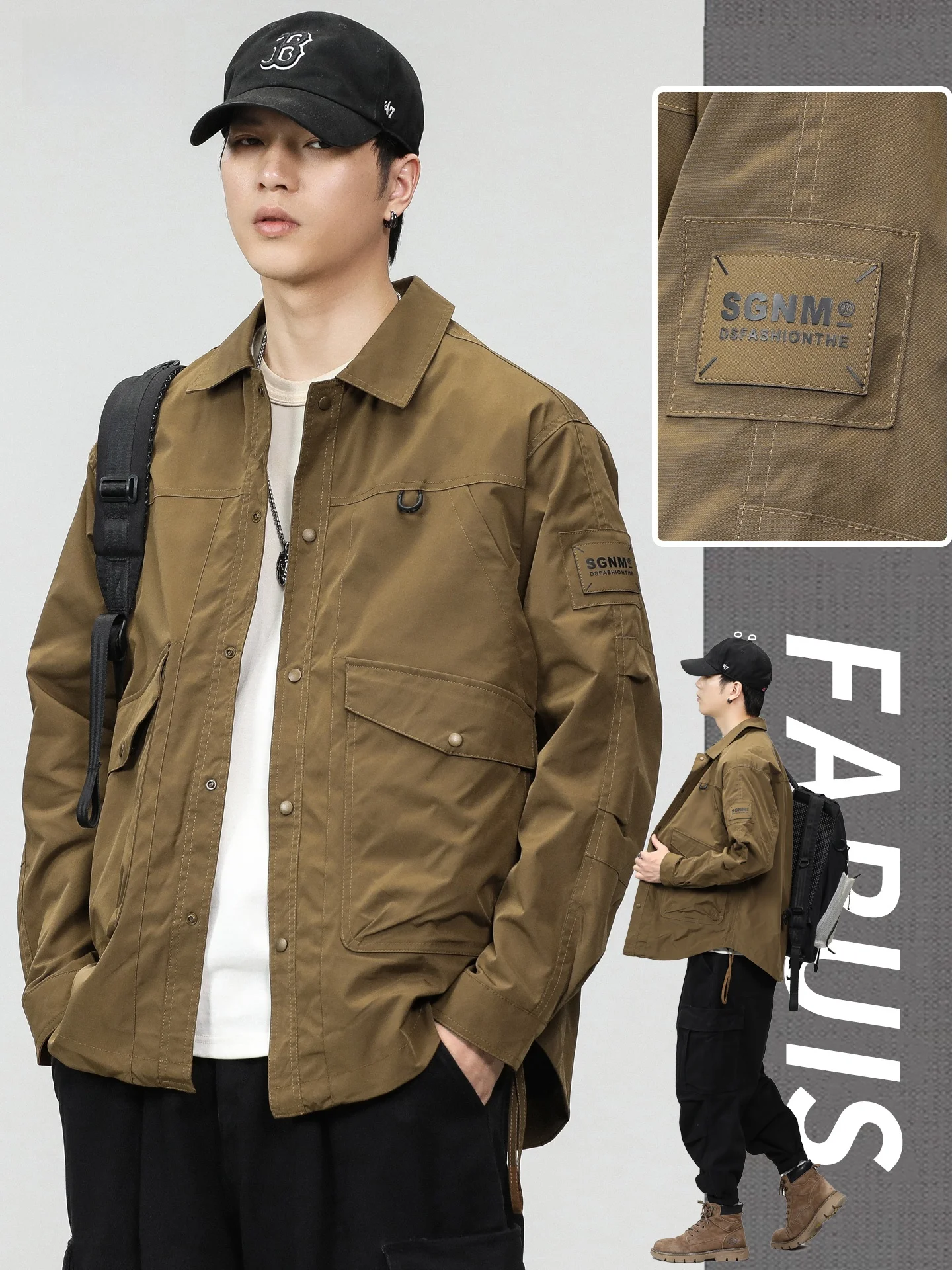 

Новая мужская куртка Cleanfit American Sle 2025: осенний свободный пилотский пиджак, модный ветрозащитный из полиэфирного волокна, для весны и осени