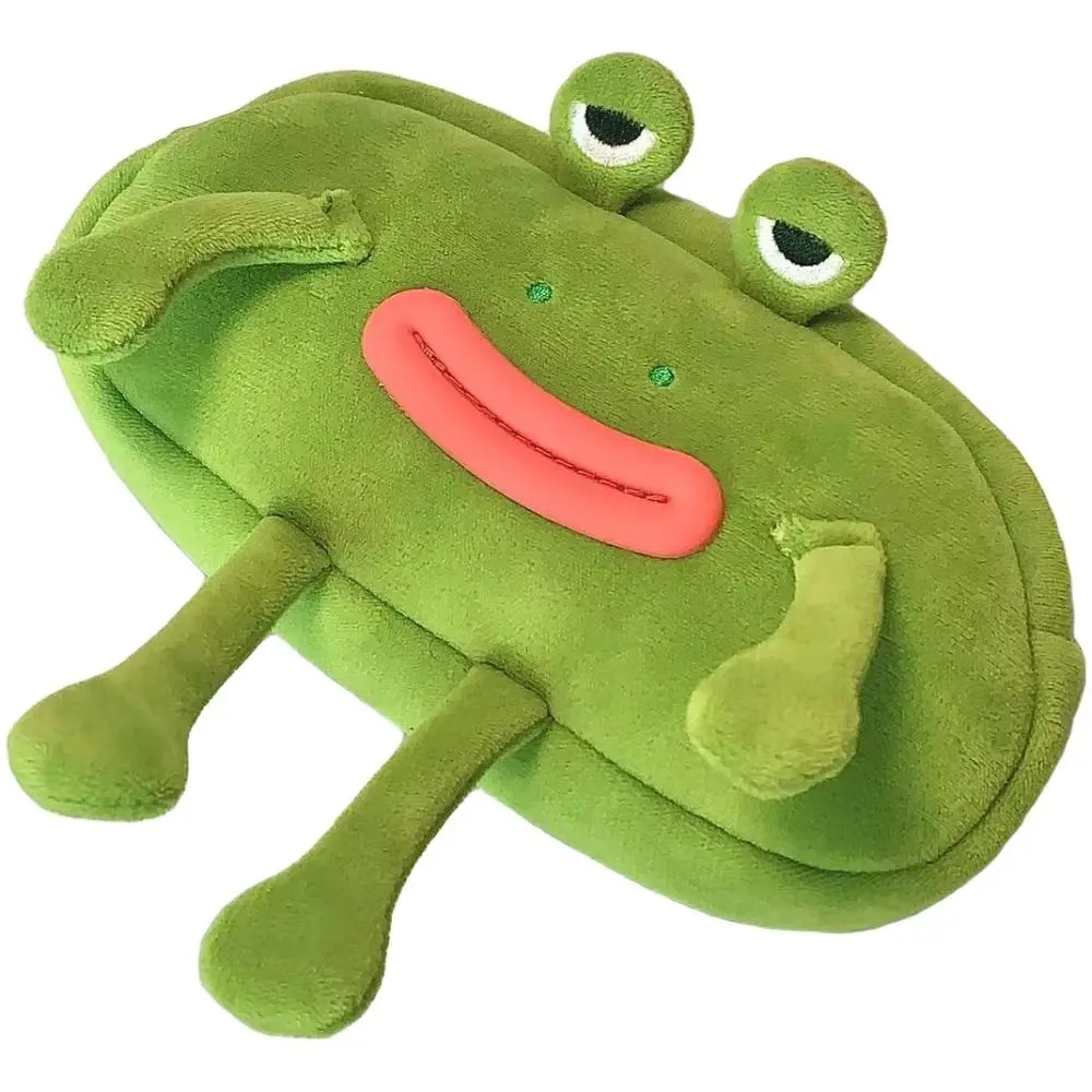 Funny Desktop Organizer Big Mouth Frog Pen Bag Cosmetic Pouch Large Capacity Stationery Pouch Zipper Plush Pencil Bag Student