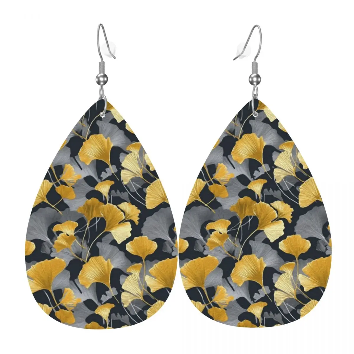 

Custom Drop Dangle Earrings Ginkgo Leaf Leather Teardrop Earrings Flower PVC Leather for Gifts Dainty Jewelry