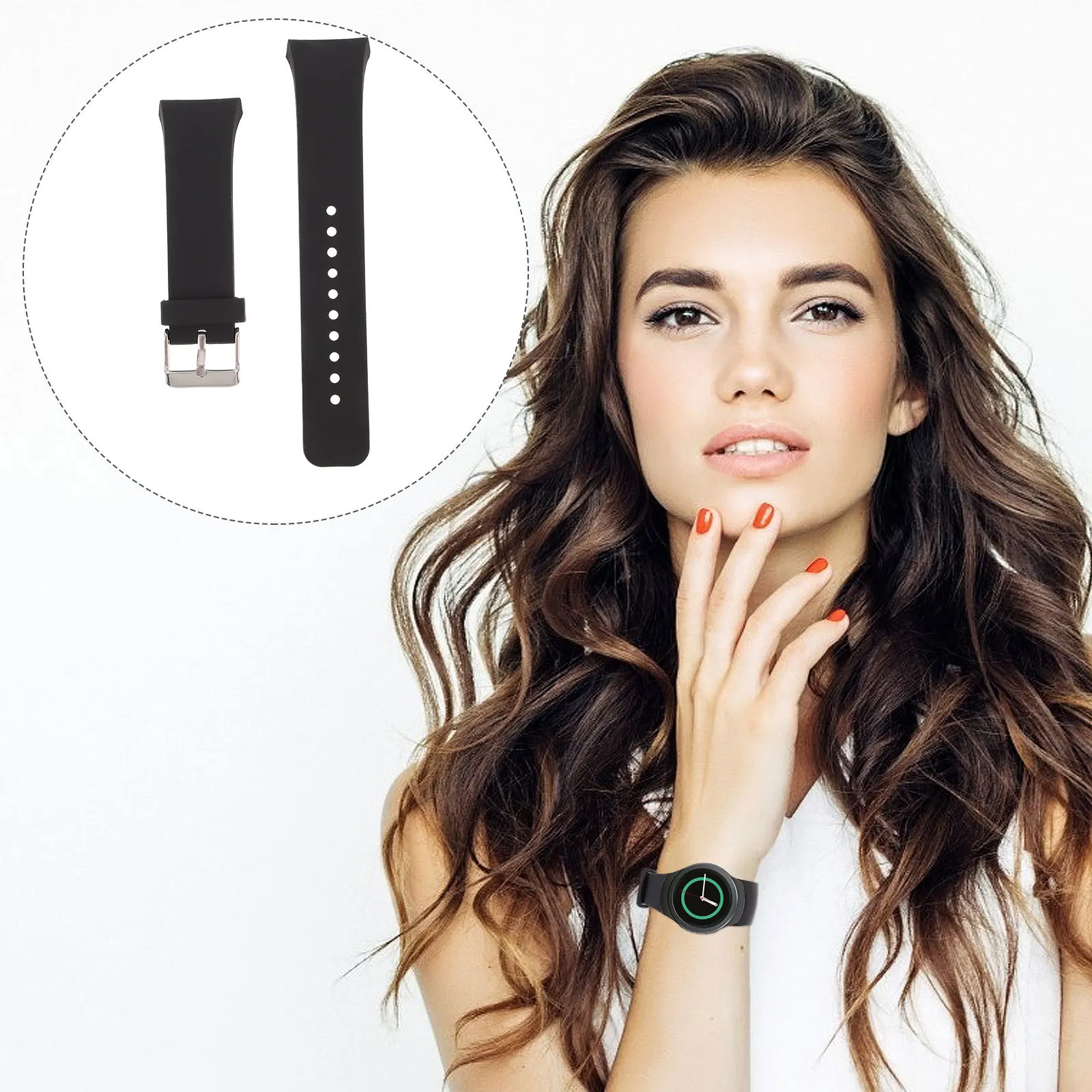 

Silicone Watchband Stylish Durable Strap Waterproof Skin-Friendly Lightweight Comfortable Unisex Sports Dating Travel Meetings