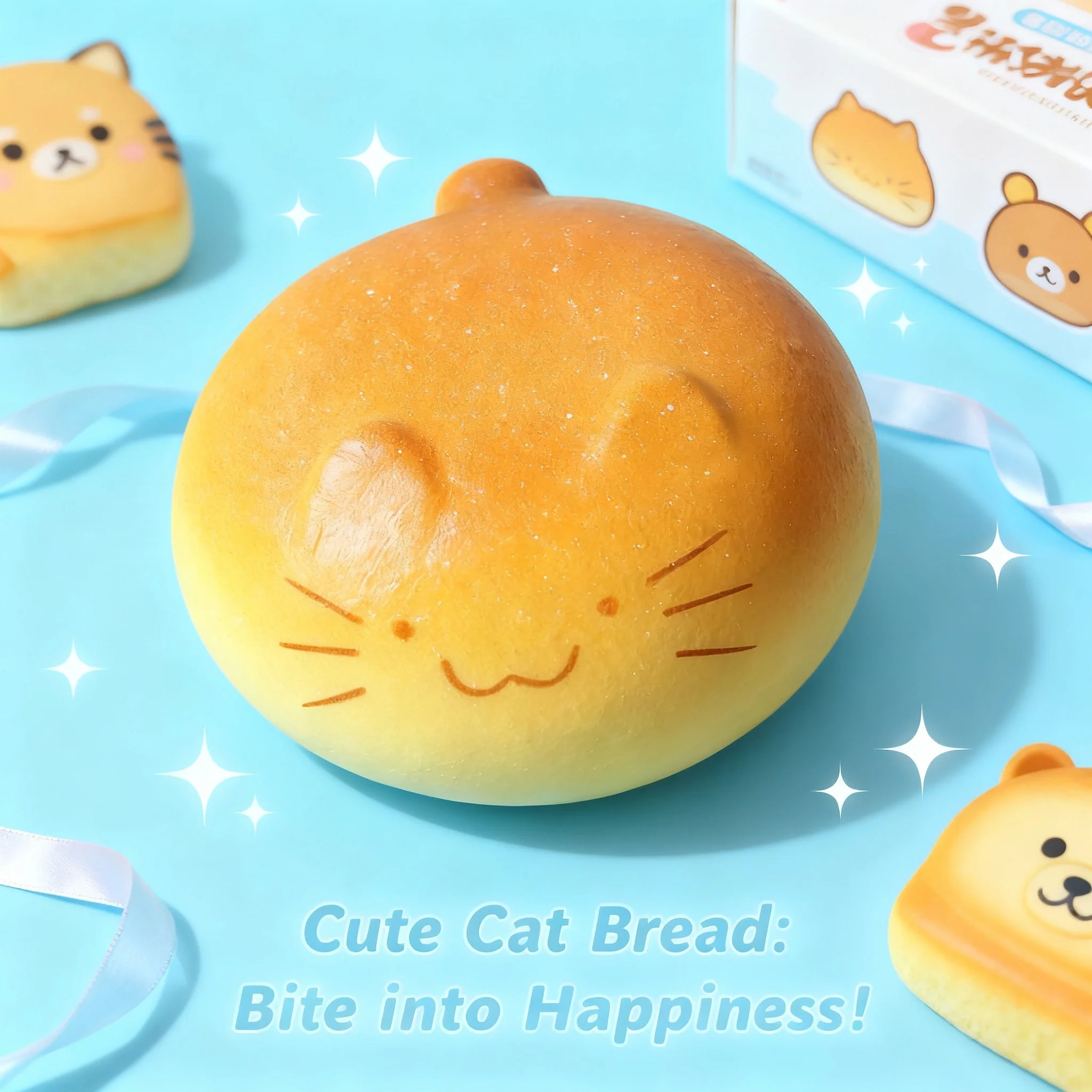 Big Cat Loaf Squeeze Toy Slow Rebound Soft PU Decompression Gift Stress Relief Party Favor Cute Cartoon Bread Shape Desktop