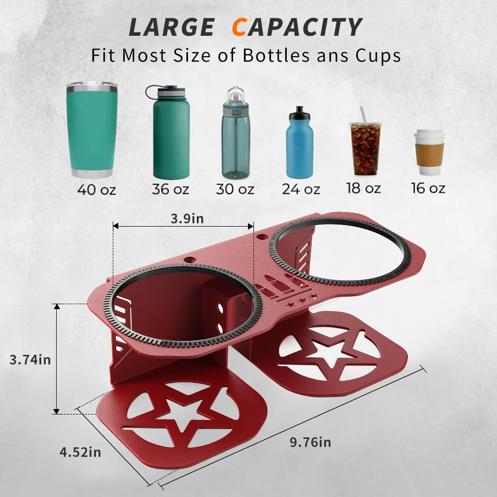 

Grab Bar Cup Holder for Polaris RZR 1000/800/570/200 - Fits Large Bottles 18-40oz, Passenger Grab Handle Accessory