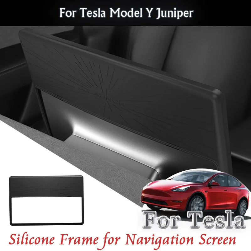 

Для Tesla Model Y Juniper 2025, автомобильная силиконовая рамка с полным покрытием для центральной консоли, навигационный экран, комплект аксессуаров для украшения