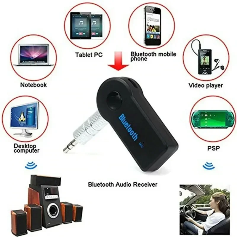 AUX Car Bluetooth Receiver,3.5mm Socket 5.0 Wireless Bluetooth Adapter,Audio Converter Mobile Phone Hands-Free Stereo