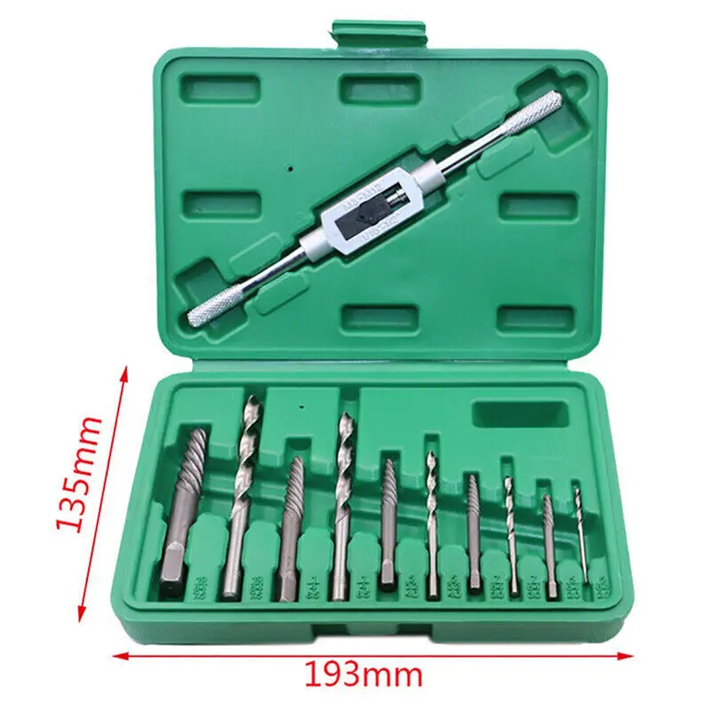 11Pcs Damaged Screw Extractor Set 3MM-10MM Drill Bits Adjustable Tap Die Stud Stripped Screw Remover Tools Broken Speed Easy Out