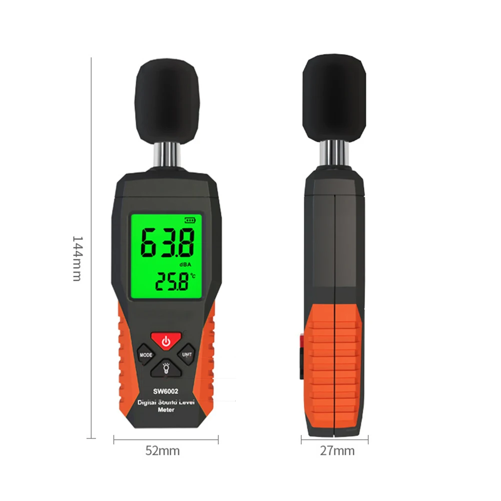 Digital Sound Level Meter 30-130 DB Decibel Meter LCD Backlight Sonometer Noise Meter With Thermometer Function