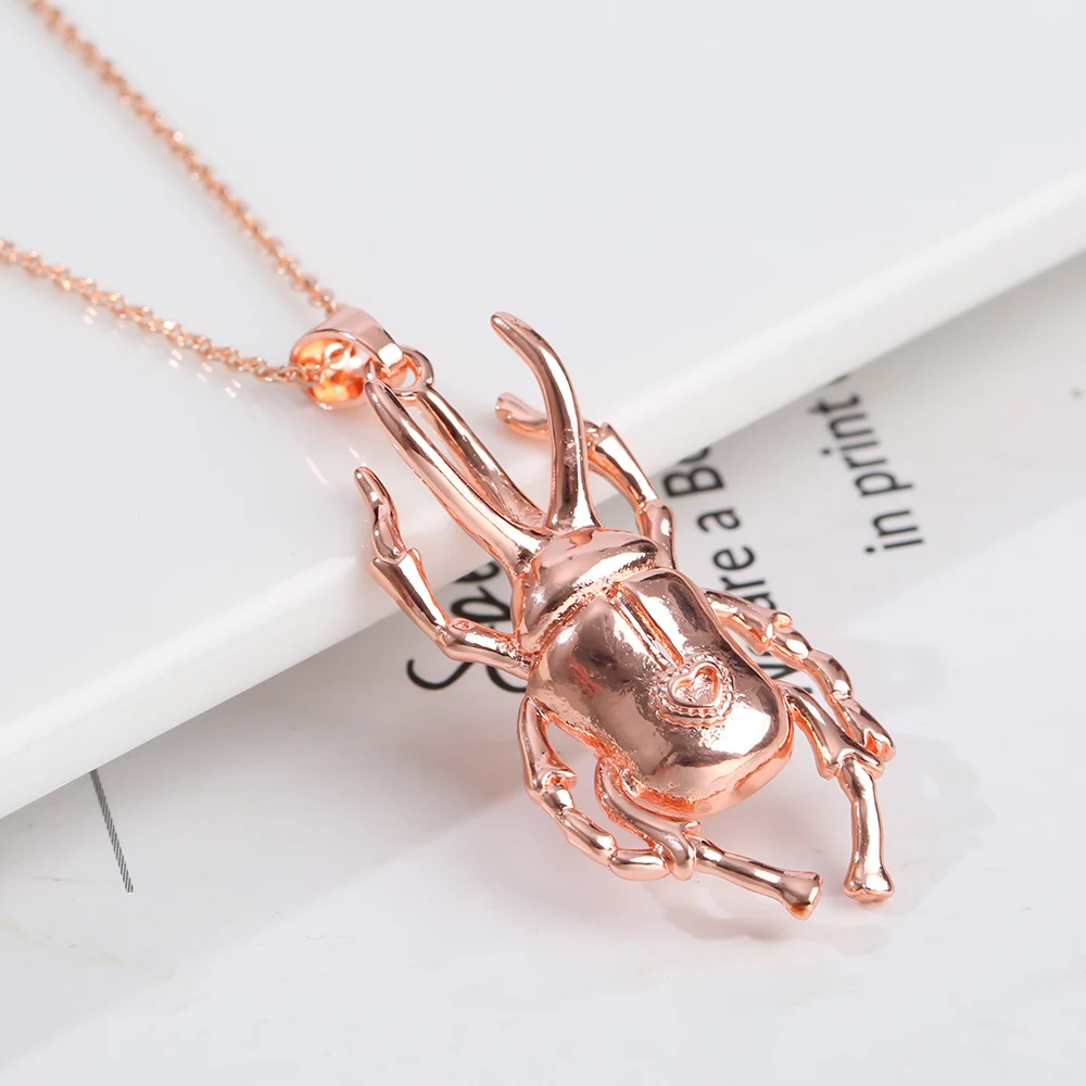 Temperament Set New Metal Geometry Animal Beetle Pendant Necklace Earrings For Women 18K Plating Gold And Silver Luxury