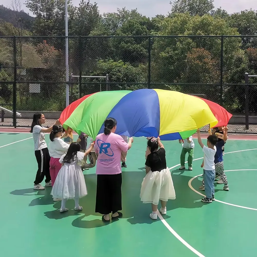 2-6M Kids Play Parachute Rainbow Outdoor Children Games Fun Playground Kindergarten School Group Exercise Cooperative Activities