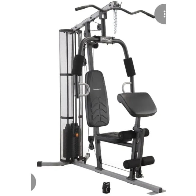 

Marcy Home Gym Workout Station with Curl Pad, Lat Pulldown, Leg Developer & Weights, White