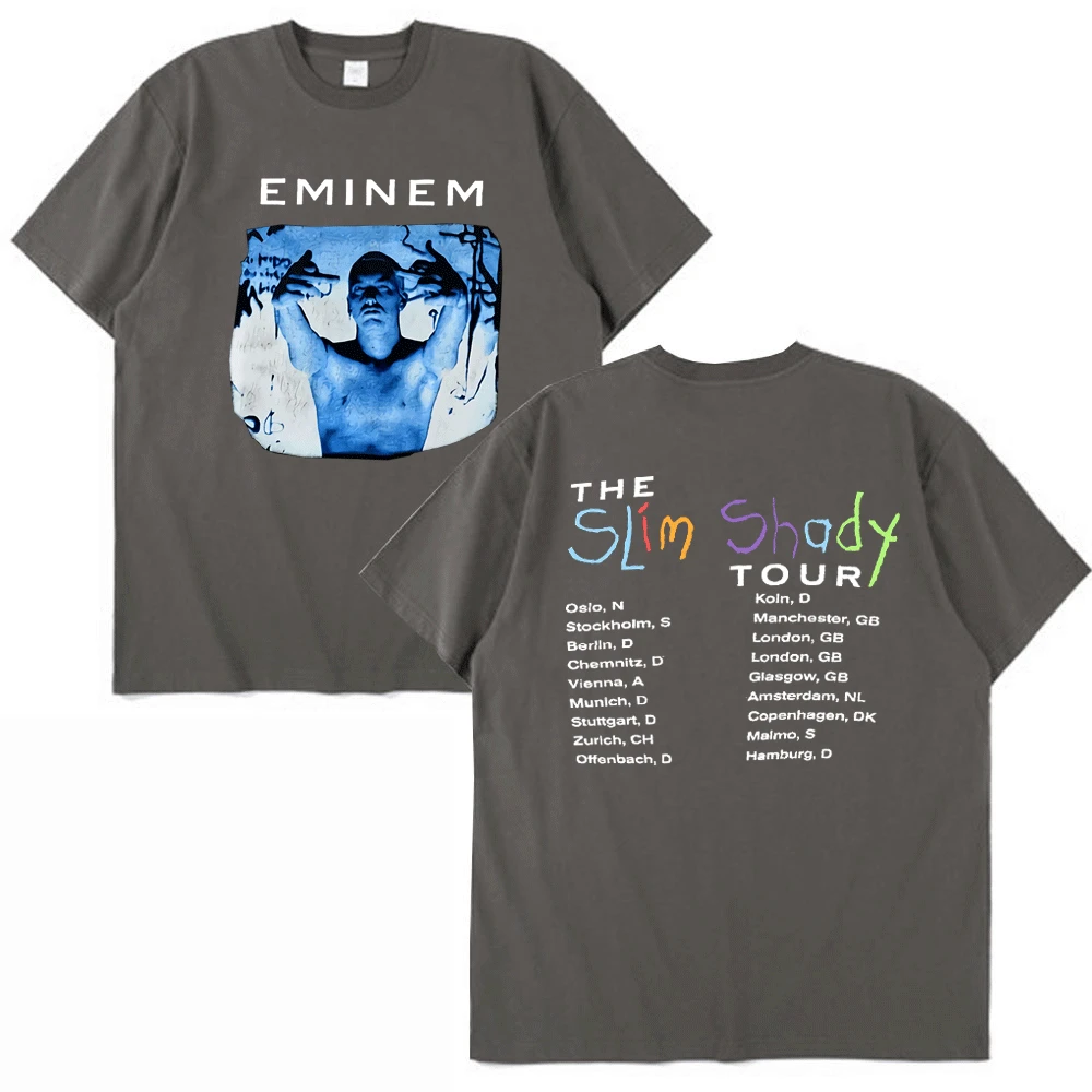 Vintage 1999 Eminem Slim Shady Tour New Print T Shirts Man Women Summer Cotton Short Sleeve T-Shirt Hip Hop Tops Tee Shirt Male