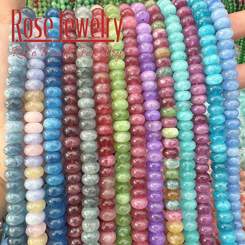 Natural Colorful Jades Tourmaline Rondelle Abacus Beads Round Loose Beads for Jewelry Making DIY Bracelets Necklaces 5x8mm 15